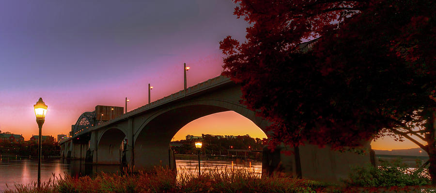 Chattanooga Market Street Bridge at Sunset Photograph by Norma Brandsberg