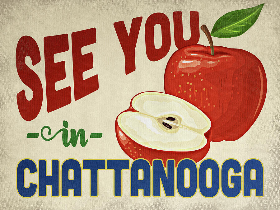 Chattanooga Tennessee Apple Vintage Digital Art by Flo Karp Pixels