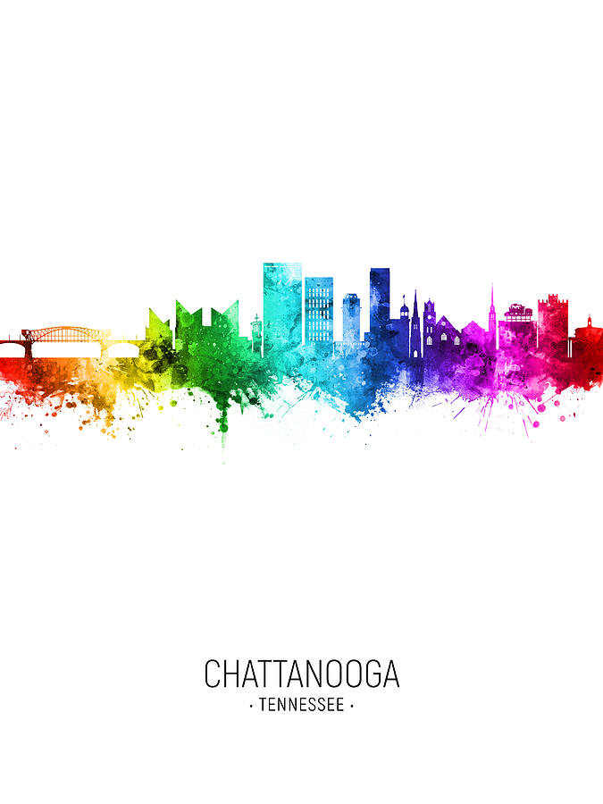Skyline Digital Art - Chattanooga Tennessee Skyline #01 by Michael Tompsett