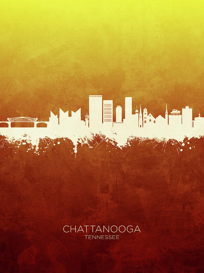 Skyline Digital Art - Chattanooga Tennessee Skyline #24 by Michael Tompsett