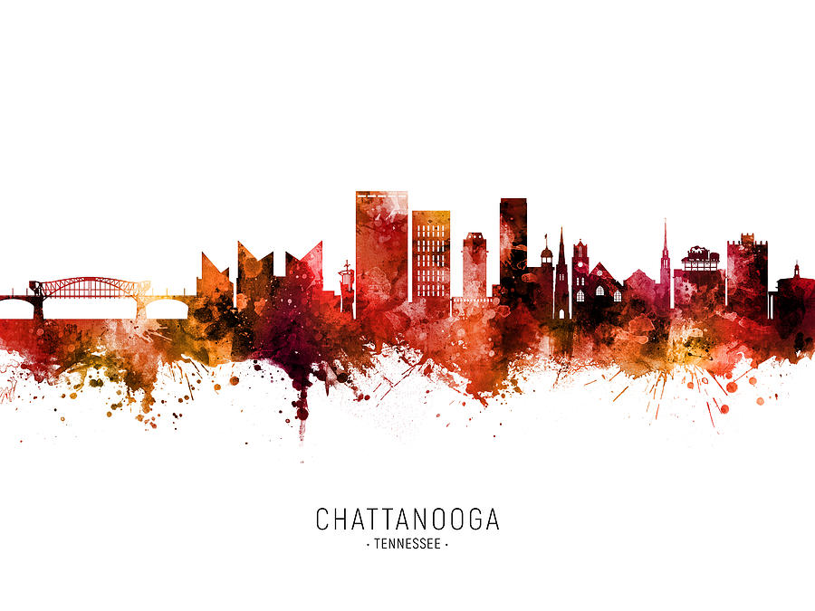 Chattanooga Tennessee Skyline #56 Digital Art by Michael Tompsett