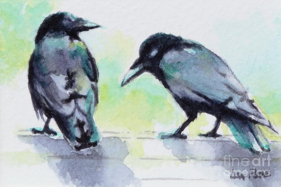 Chatting Crows Painting by Lisa Pope