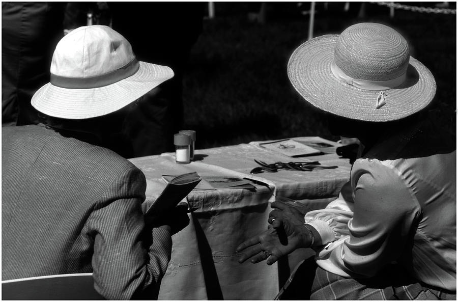 Chatting Hats Monochrome Photograph