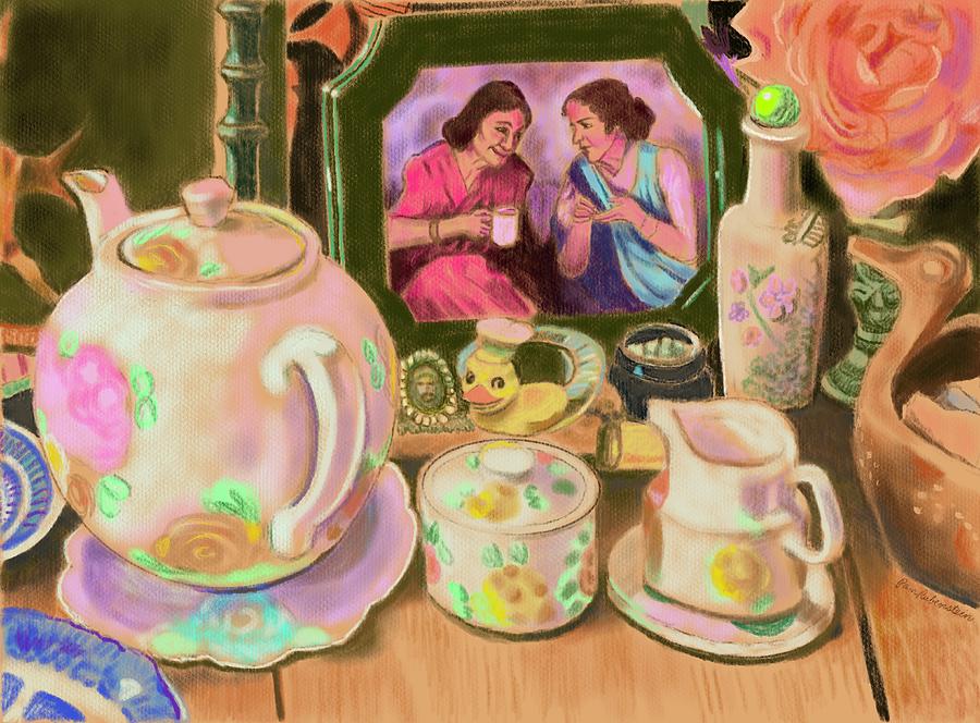 Chatting Over Tea Pastel by Pam Rubenstein