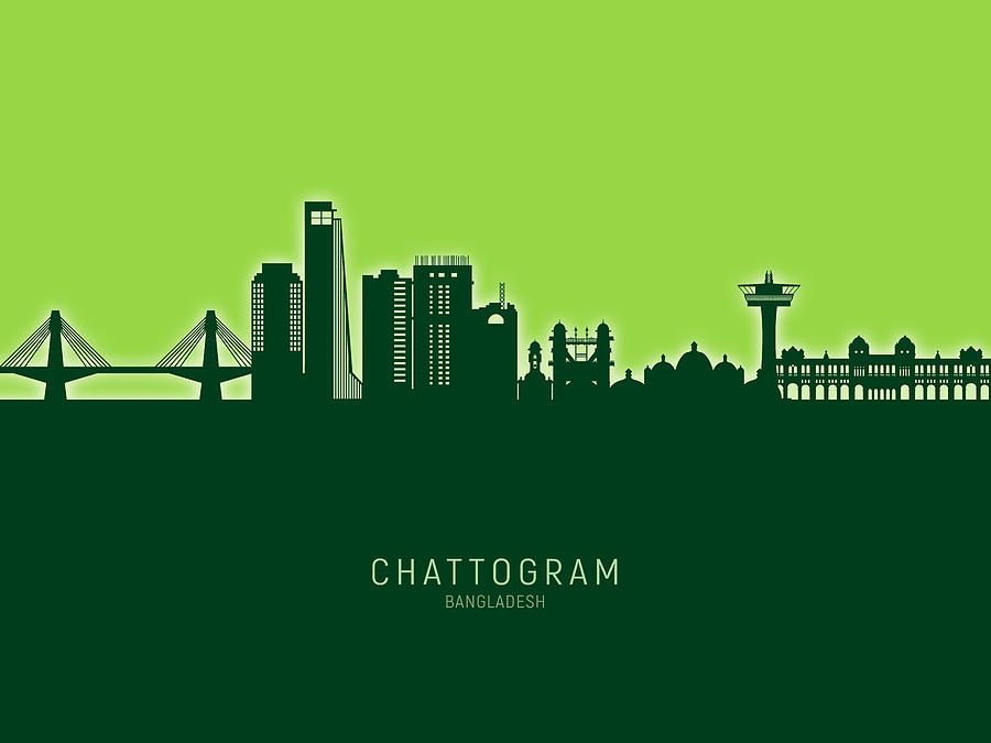 Chattogram Bangladesh Skyline #00 Digital Art by Michael Tompsett