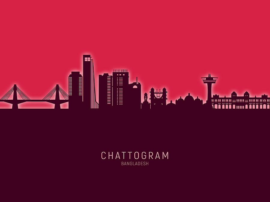 Chattogram Bangladesh Skyline #02 Digital Art by Michael Tompsett