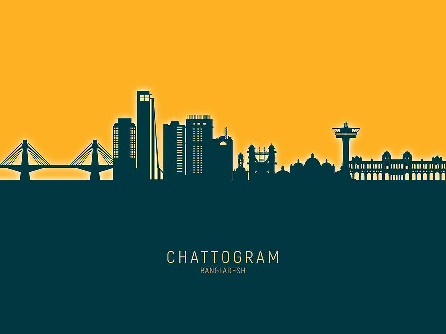 Chattogram Bangladesh Skyline #03 Digital Art by Michael Tompsett