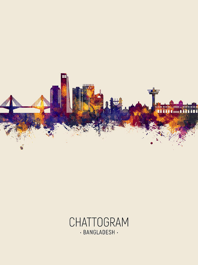 Chattogram Bangladesh Skyline #06 Digital Art by Michael Tompsett