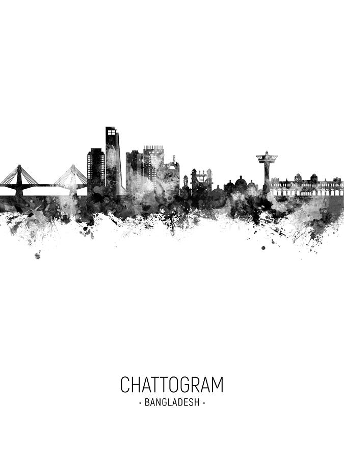 Chattogram Bangladesh Skyline #09 Digital Art by Michael Tompsett