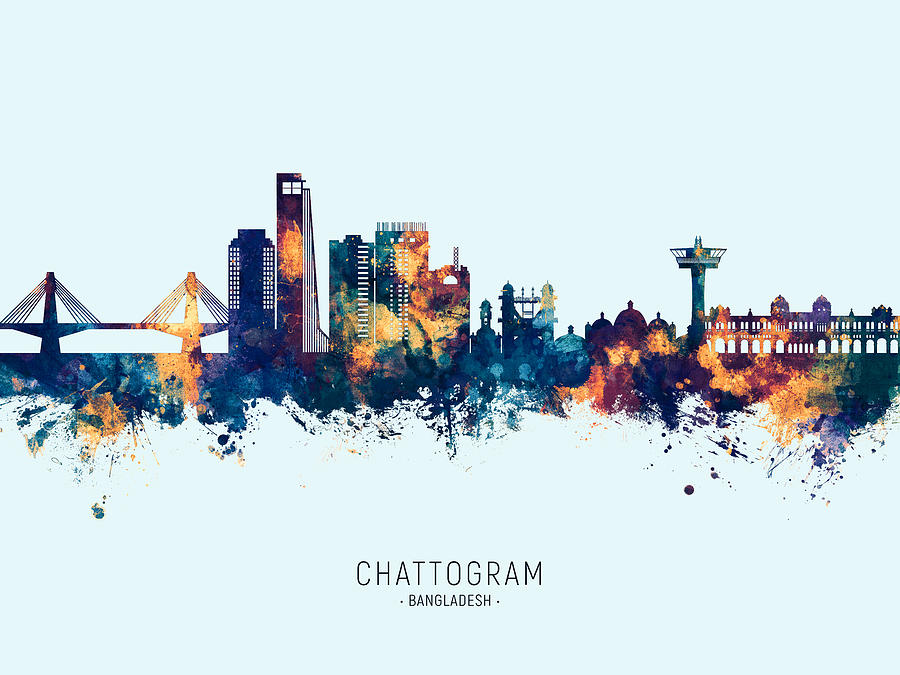 Chattogram Bangladesh Skyline #86 Digital Art by Michael Tompsett