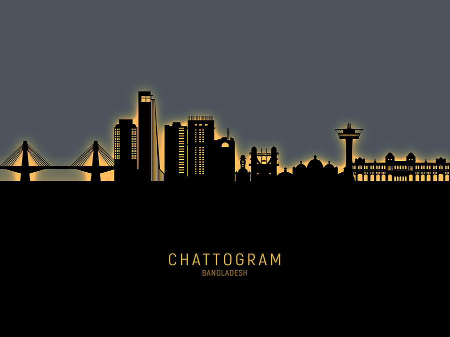 Chattogram Bangladesh Skyline #96 Digital Art by Michael Tompsett