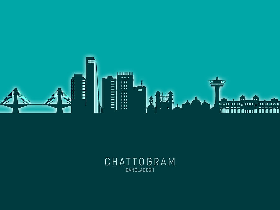 Chattogram Bangladesh Skyline #98 Digital Art by Michael Tompsett