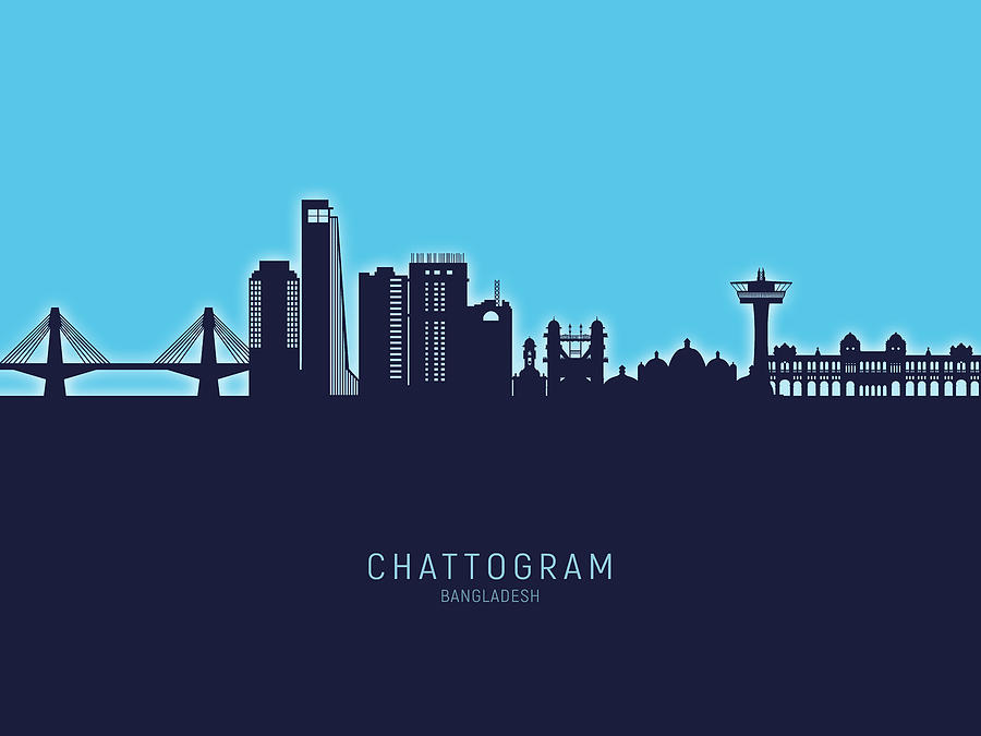 Chattogram Bangladesh Skyline #99 Digital Art by Michael Tompsett