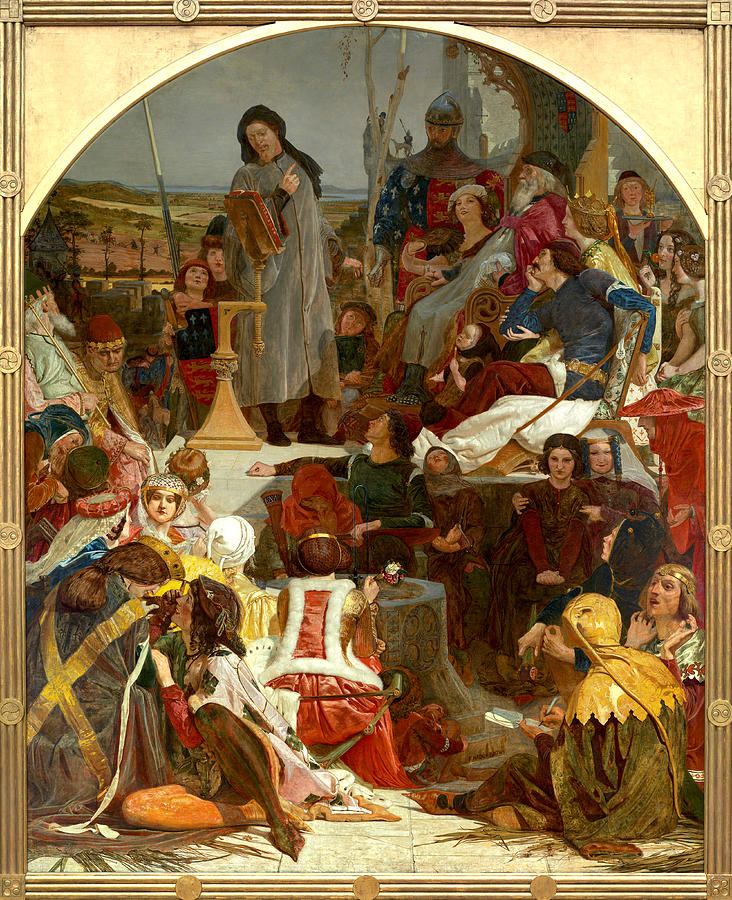 Chaucer at the court of Edward III 1851 Painting by Ford Madox Brown