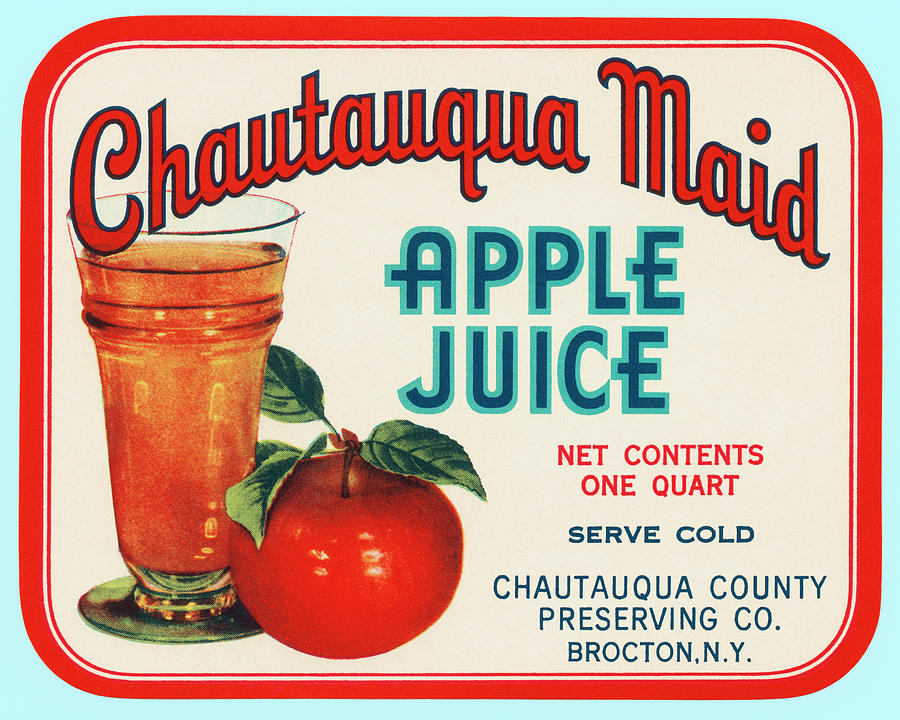 Vintage Drawing - Chautauqua Maid Apple Juice by Vintage Food Labels