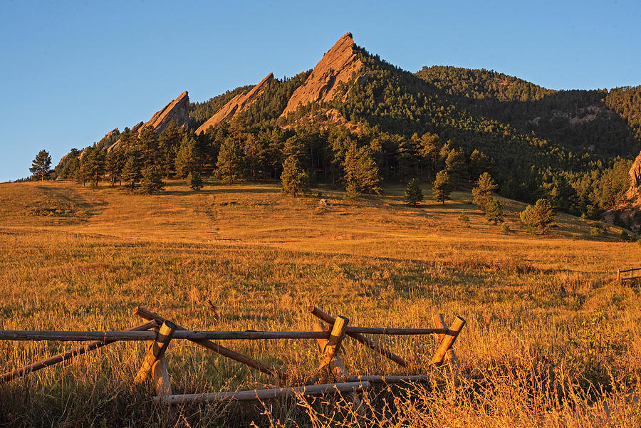 Chautauqua Park Fence Flatirons Boulder Colorado in the Morning Light Photograph by Toby McGuire