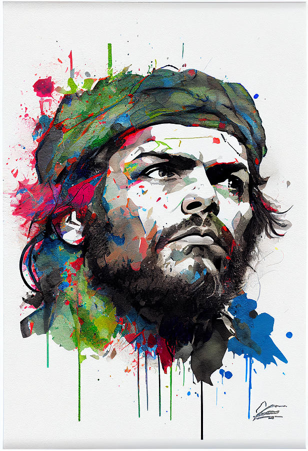 Fantasy Digital Art - Che  Guevara  abstractblack  outline  details  bold    dffebc  ea    ab  caffcbb by Asar Studios by Celestial Images