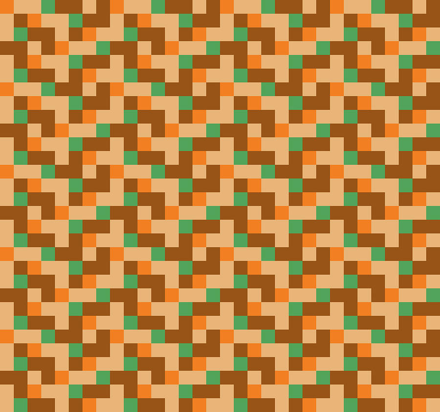 Check Asymmetrical GreenOrangeBeigeBrown by Max Coffey Check Asymmetrical GreenOrangeBeigeBrown by Max Coffey