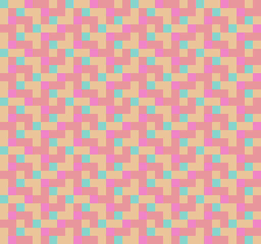 Check Asymmetrical SalmonBeigePinkTurquoise by Max Coffey Check Asymmetrical SalmonBeigePinkTurquoise by Max Coffey