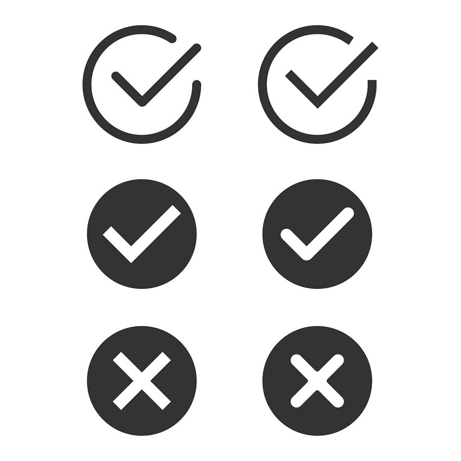 Check Mark Icon Set Flat Design. Drawing by Designer29