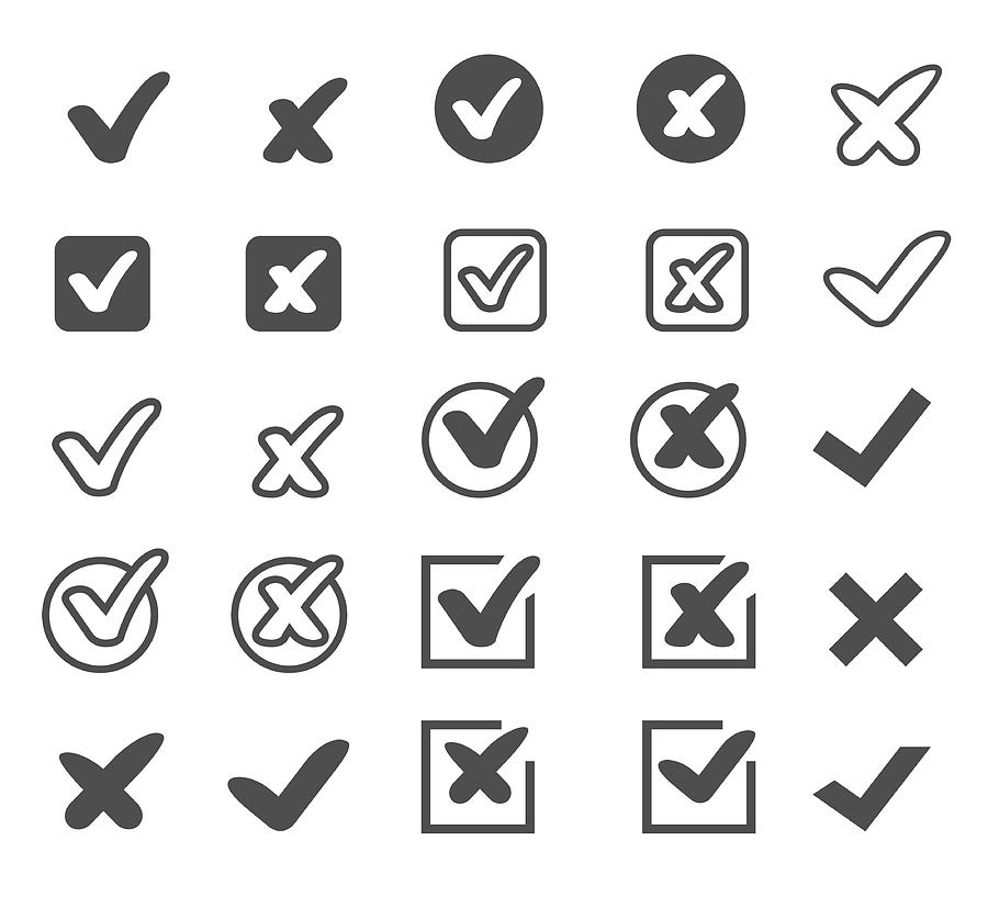 Check mark icons Drawing by DivVector
