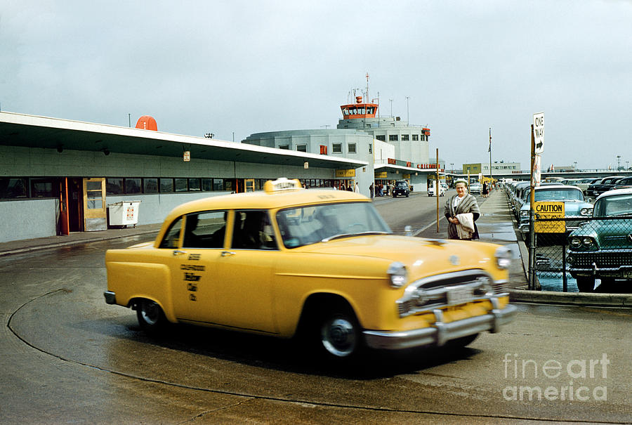 Checker Taxi Cab At Chicago Midway Airport May 1958 Photograph