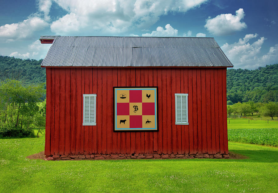 Red Barn Photograph - Checkerboard Barn, Pennsylvania 2018 by Michael Chiabaudo