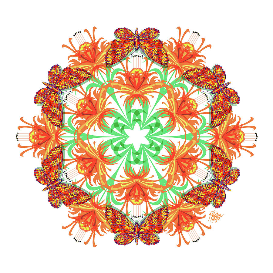 Checkerboard Butterfly Orange Poppy Digital Art by Tim Phelps