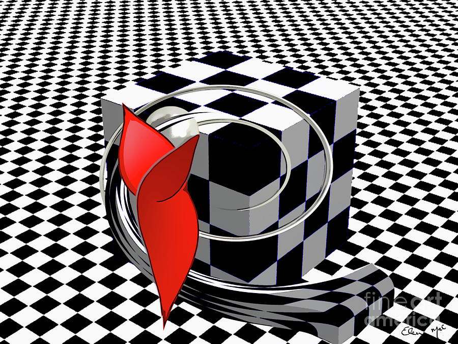 Abstract Digital Art - Checkered Illusion  by Eleni Synodinou