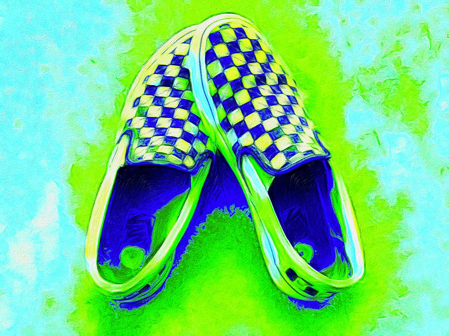blue and green checkered vans