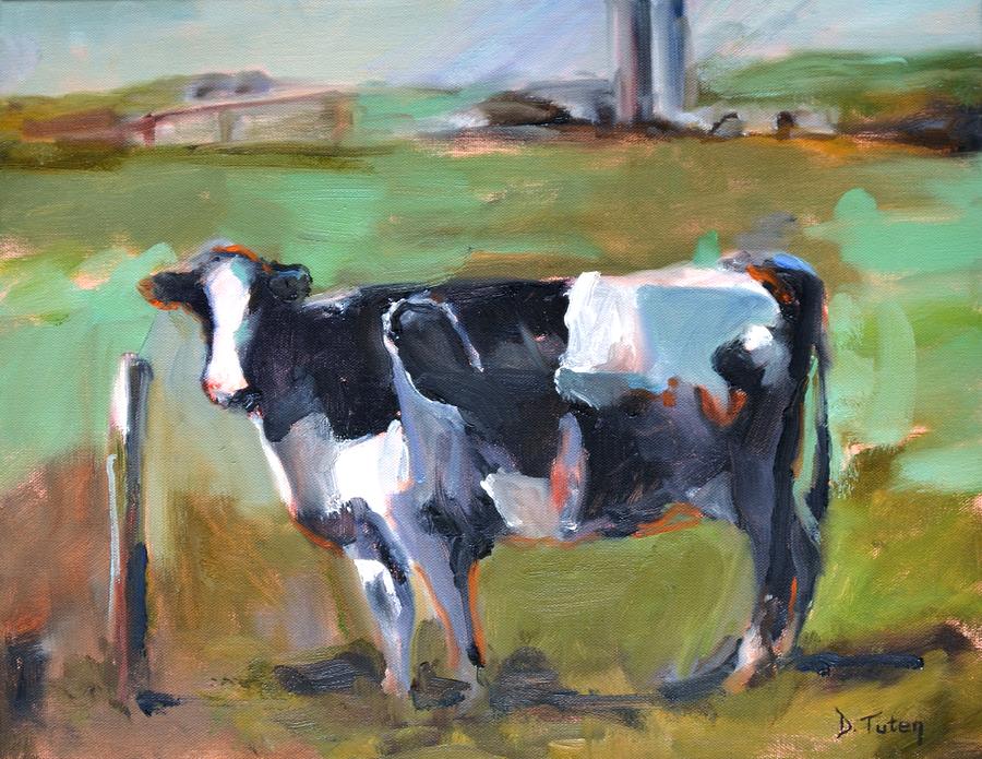 Checkers the Cow Painting by Donna Tuten