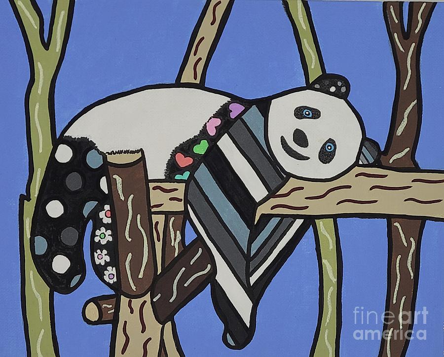 Checkers the Pop Art Panda Painting by Elena Pratt