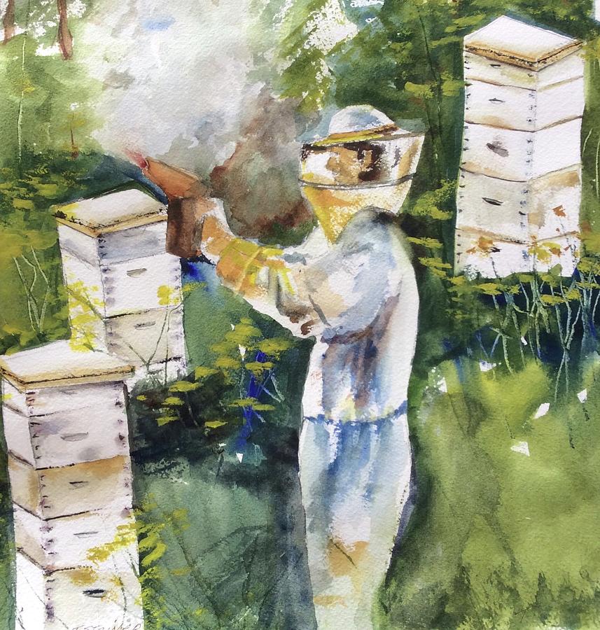 Checking Beehives Painting By Tom Steiner Fine Art America