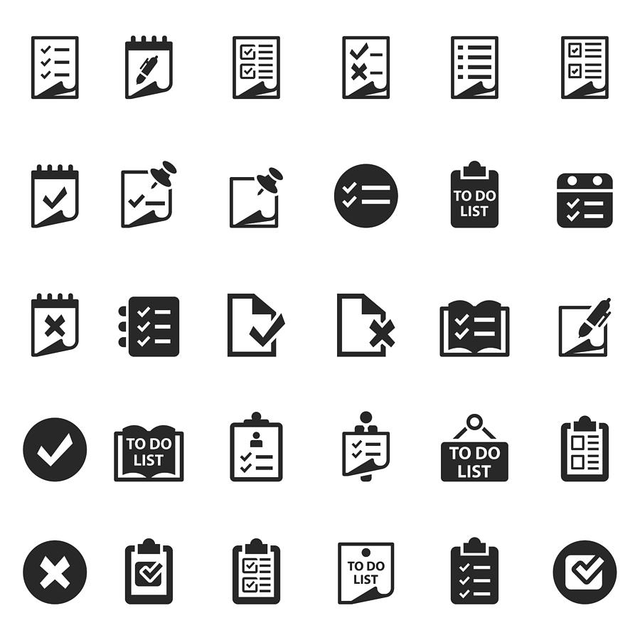 Checklist icon set Drawing by FingerMedium