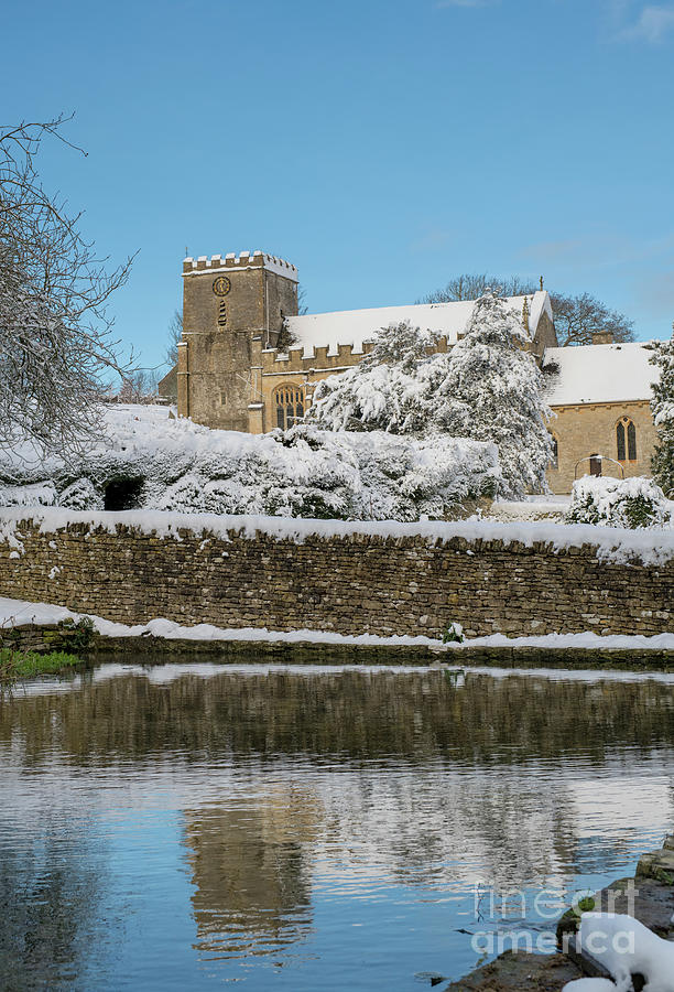 Winter Photograph - Chedworth Village Church in the Winter Snow by Tim Gainey
