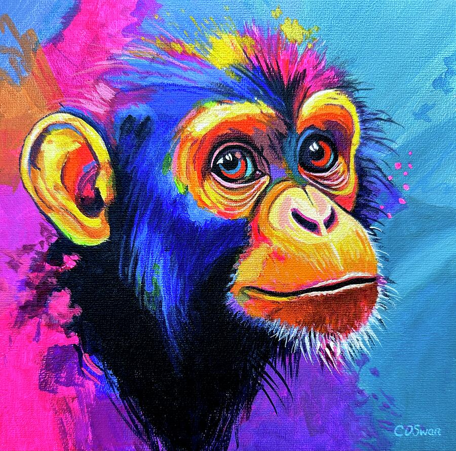 Cheeky Chimp Painting by Caroline Swan Cheeky Chimp Painting by Caroline Swan