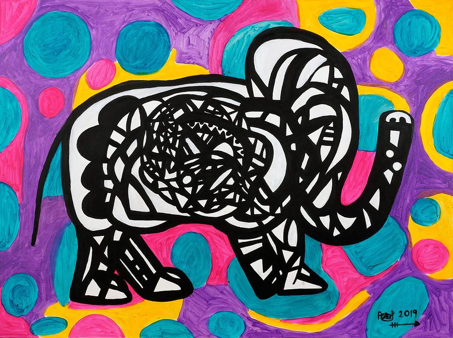 Cheeky Elephant Mixed Media by Peter Johnstone