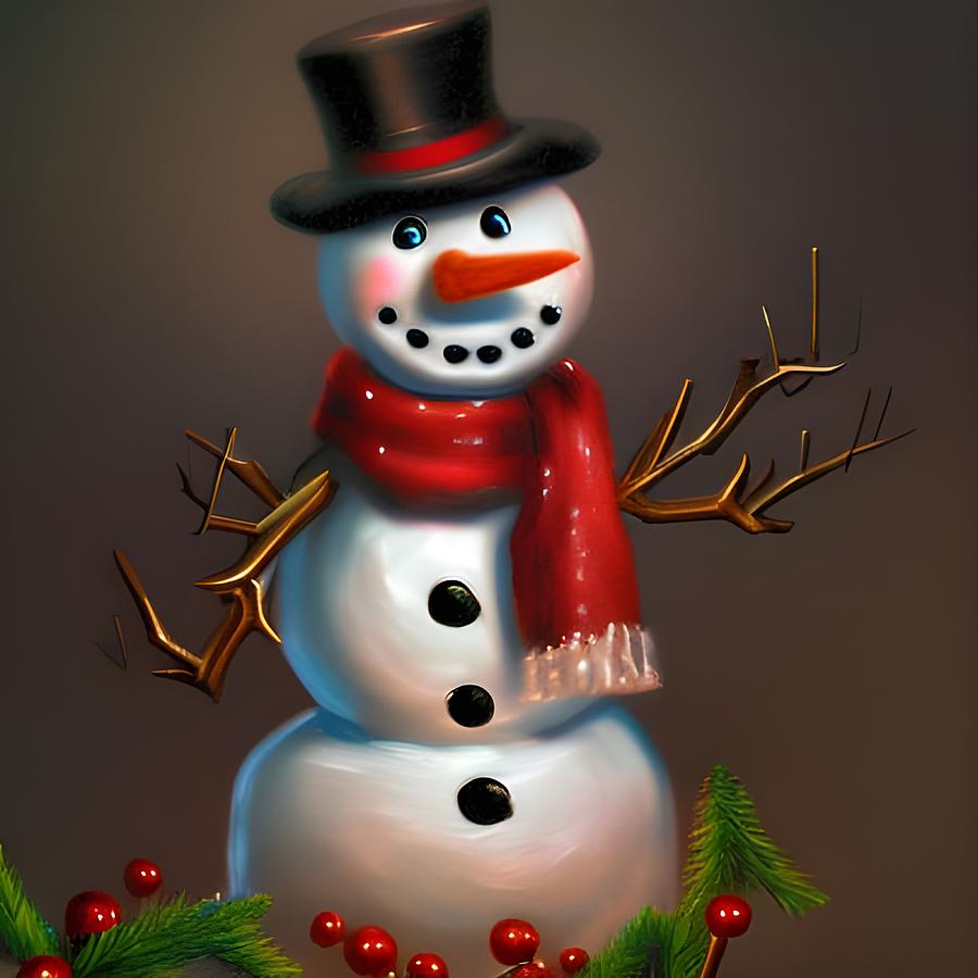 Cheeky Snowman Digital Art by Beverly Read
