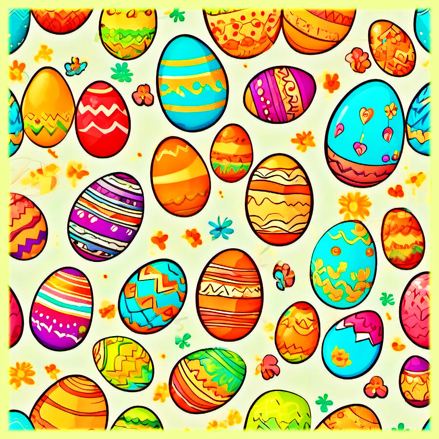 Holiday Spirit Digital Art - Cheerful Easter Egg Cartoons art by Colorful Designs