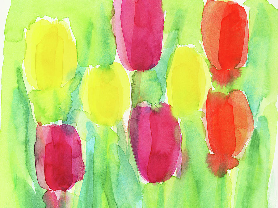 Cheerful spring flowers Painting by Karen Kaspar