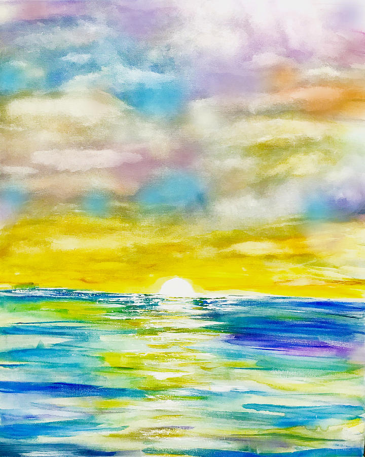 Sunset Painting - Cheerful Sun by Mehwish Kamran