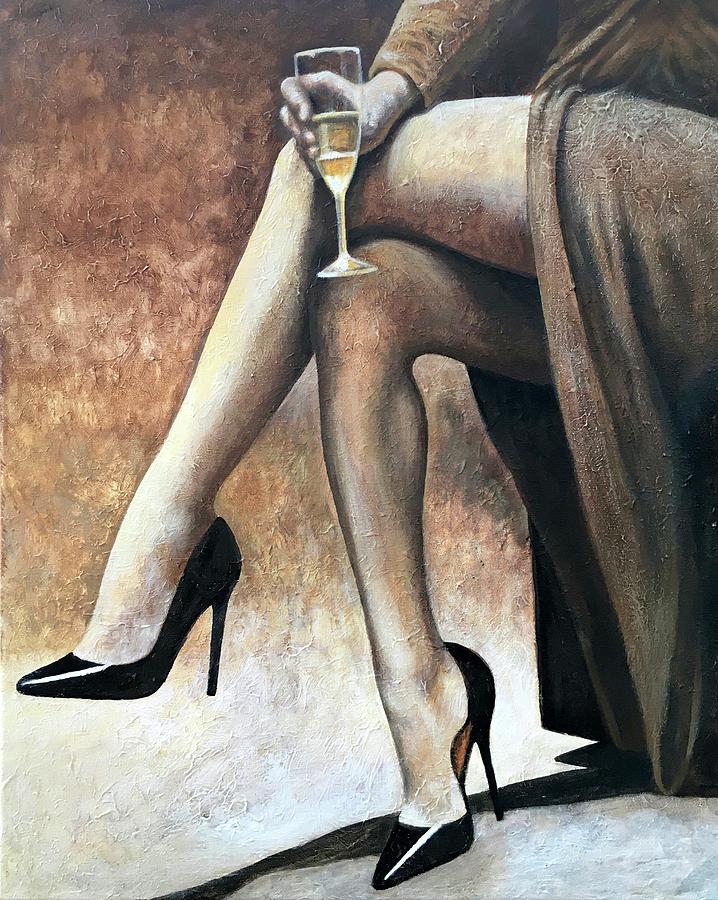 Black High Heels Painting - Cheers to the Roaring Twentys by Glenda Stevens
