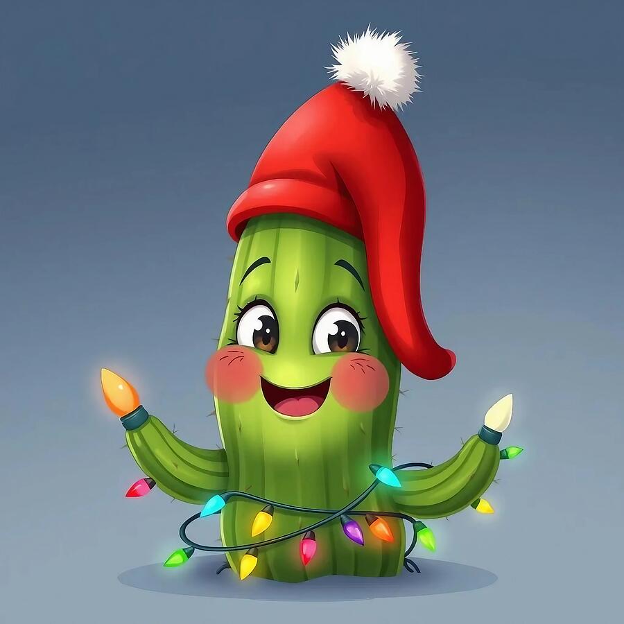 Cheery Christmas Cactus Digital Art by Stephanie Fischer Cheery Christmas Cactus Digital Art by Stephanie Fischer