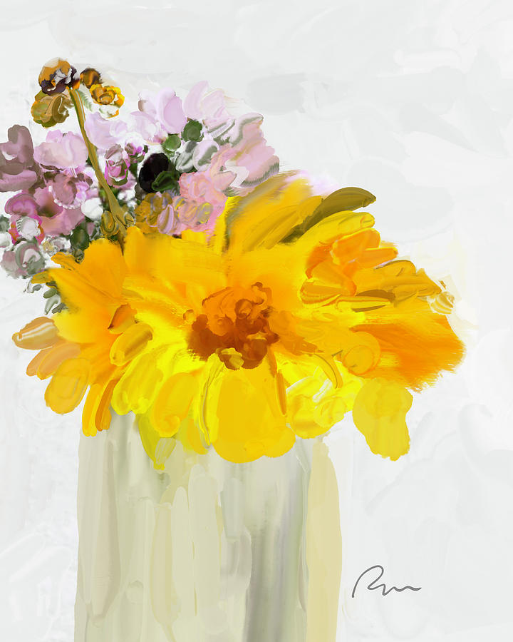 Cheery Sunflowers Digital Art by Ramona Murdock