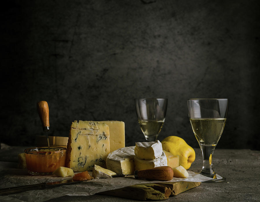 Cheese And Wine Photograph