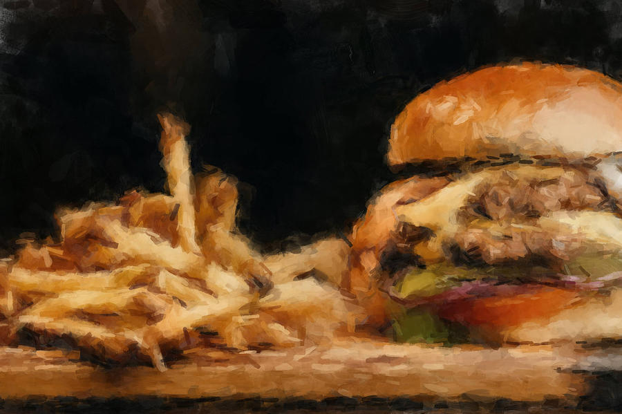 Cheese Burger in Paradise Painting by Gary Arnold