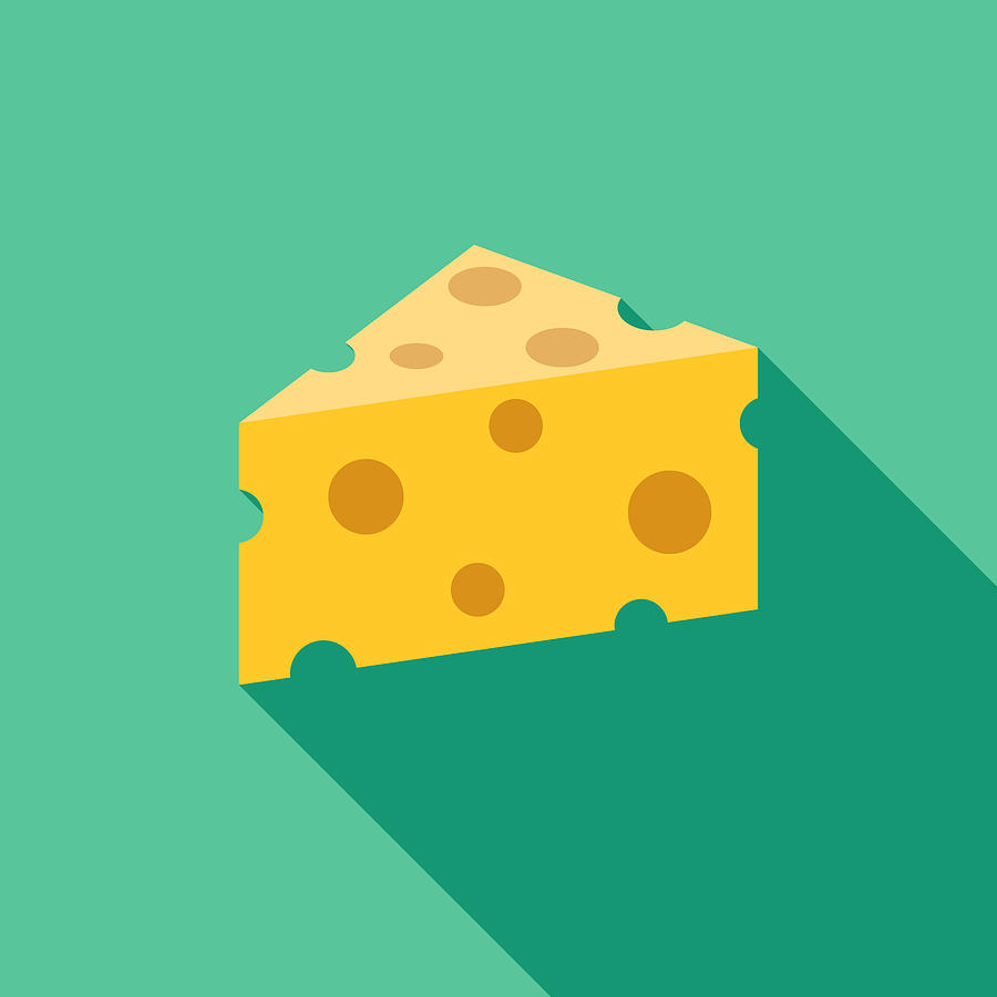 Cheese Flat Design BBQ Icon with Side Shadow Drawing by Bortonia