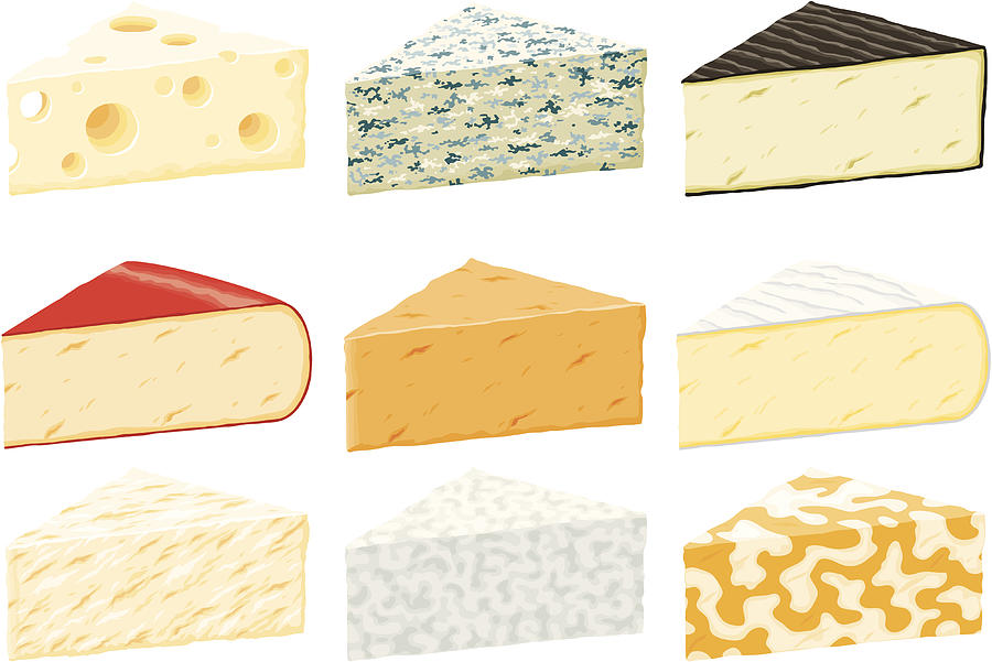 Cheese Wedges Icon Set Drawing by Bortonia