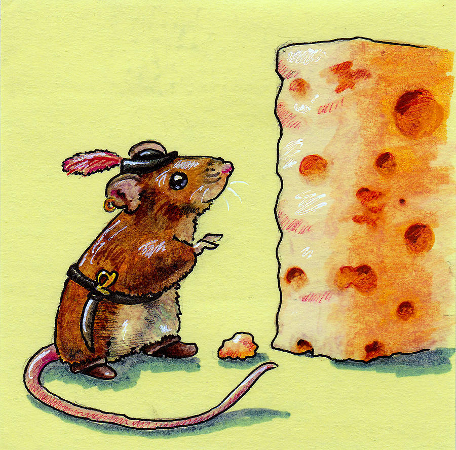 Mouse Drawing - Cheesin  by Kay Walker