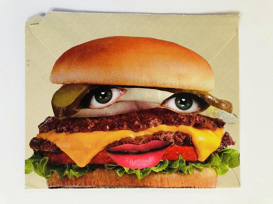 Cheesy Burger Head Mixed Media by Douglas Fromm